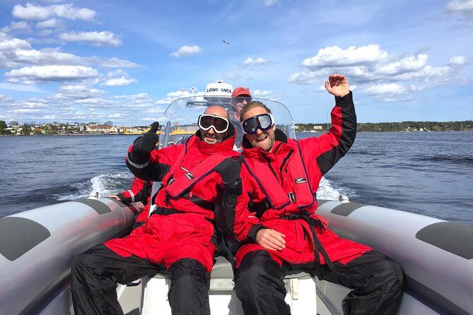 Stockholm RIB Speed Boat Tour - Entering Fjäderholmarnas: Rocky Islands, Pastel Homes, and Wind on Your Face